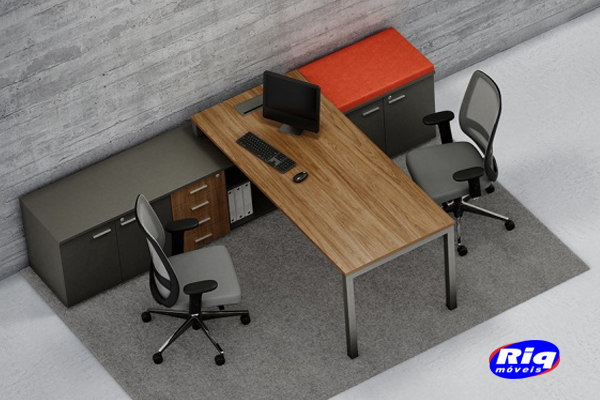 Mesa executiva para escritório diretor com armário lateral WORMV