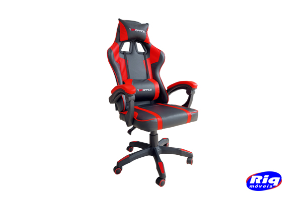 Cadeira Gamer Hud preta vermelha com apoio de cabeça HUDFR