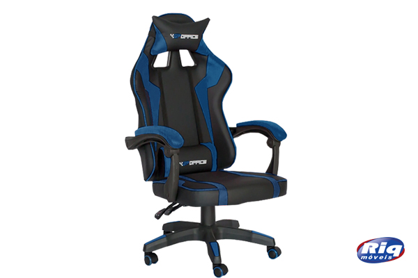 Cadeira Gamer Hud com braços e apoio de cabeça azul HUDFR