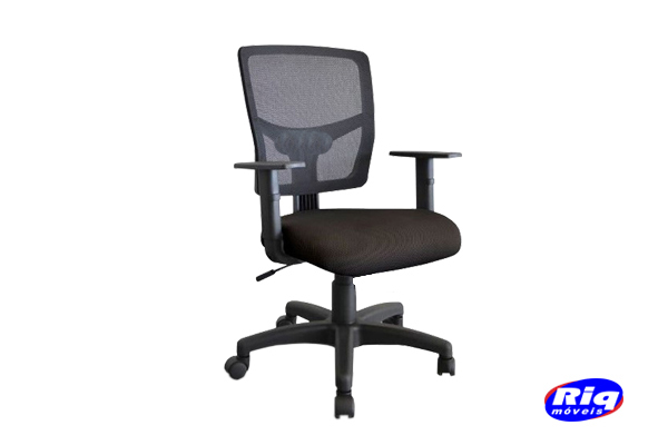 Cadeira de escritório diretor tela preta e sistema Back System Riq Office